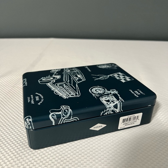 New Fossil Everett Large Coin Pocket Bifold Wallet Insignia Blue - Picture 11 of 11